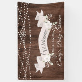 Rustikale Dusche aus Holz, blaue Schleife, Babydus Banner (Vertikal)