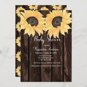 Rustikale Dusche aus Holzsonnenblume, neutrales Ge Einladung (Vorne/Hinten)