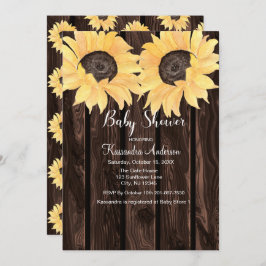 Rustikale Dusche aus Holzsonnenblume, neutrales Ge Einladung