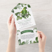 Rustikale Dusche aus tropischem Dschungel Grüner P All In One Einladung (Abreißen)