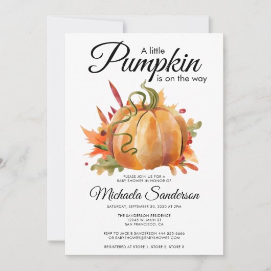 Rustikale Dusche mit Kürbis-Fall-Baby Einladung (Vorderseite)