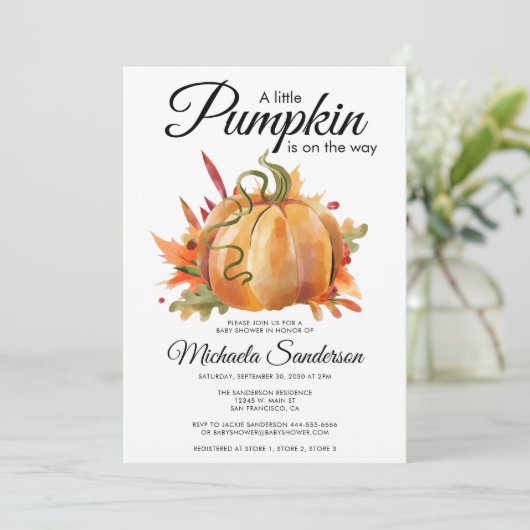 Rustikale Dusche mit Kürbis-Fall-Baby Einladung (Stehend Vorderseite)