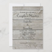 Rustikale Duschzeit für Champagner Einladung (Rückseite)