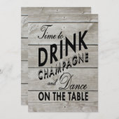 Rustikale Duschzeit für Champagner Einladung (Vorne/Hinten)