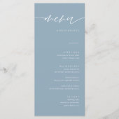 Rustikale Dusty Blue Calligraphy Wedding Menu Card Menükarte (Vorderseite)