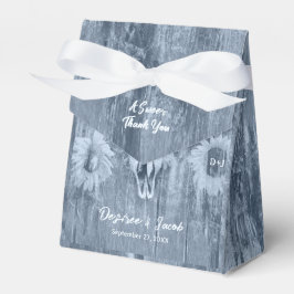 Rustikale Dusty Blue Country Sunflowers Bull Skull Geschenkschachtel