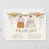 Rustikale Dusty Blue Floral Cotattcore Gender Reve Einladung (Vorderseite)