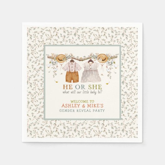 Rustikale Dusty Blue Floral Cotattcore Gender Reve Serviette (Vorderseite)