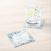 Rustikale Dusty Blue Floral Eukalyptus Goldgold Un Rechteckiger Pappuntersetzer (Vor Ort)