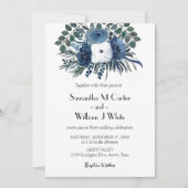 Rustikale Dusty Blue Floral Eukalyptus Watercolor Einladung (Vorderseite)