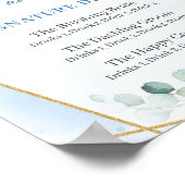 Rustikale Dusty Blue Floral Gold Signature Drinks Poster (Ecke)