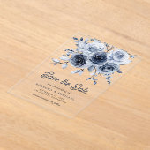 Rustikale dusty Blue Floral Wedding Save the Date Acryleinladungen (Ablage )