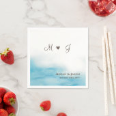 Rustikale dusty Blue Monogramm Beach Wedding Serviette (Beispiel)