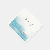 Rustikale dusty Blue Monogramm Beach Wedding Serviette (Ecke)