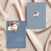 Rustikale Dusty Blue Peach Floral Wedding Einladun