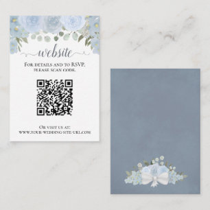 Rustikale Dusty Blue Rose Hochzeitsstiftung QR Cod Begleitkarte
