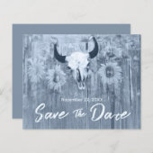 Rustikale Dusty Blue Sunflowers Bull Skull Budget (Vorne/Hinten)