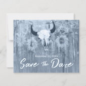 Rustikale Dusty Blue Sunflowers Bull Skull Budget (Vorderseite)