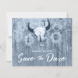 Rustikale Dusty Blue Sunflowers Bull Skull Budget