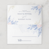 Rustikale Dusty Blue Watercolor Blätter GoldWeddin Platzkarte (Außenseite Aufgefaltet)