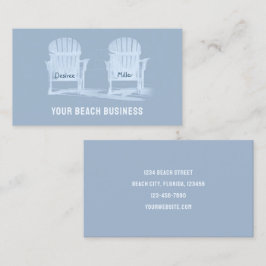 Rustikale Dusty Blue White Adirondack Beach Stühle Visitenkarte