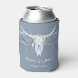 Rustikale Dusty Blue White Western Skull Wedding Dosenkühler