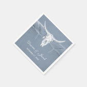 Rustikale Dusty Blue White Western Skull Wedding Serviette (Ecke)
