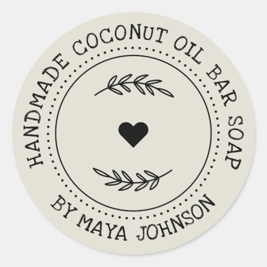 Rustikale Dusty Elfenbeingrüne Handmade Runder Aufkleber (Vorderseite)