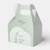 Rustikale, dusty grüne Blätter rösteln Blumenbogen Geschenkschachtel (Rückseite)