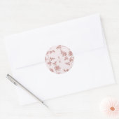 Rustikale Dusty Pink Floral Monogram Wedding Runder Aufkleber (Umschlag)