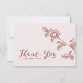 Rustikale dusty Pink Whimsical Floral Wedding Dankeskarte