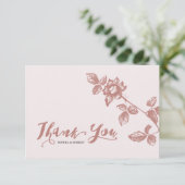Rustikale dusty Pink Whimsical Floral Wedding Dankeskarte (Stehend Vorderseite)