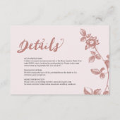 Rustikale dusty Pink Whimsical Floral Wedding Deta Begleitkarte (Vorderseite)