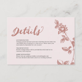 Rustikale dusty Pink Whimsical Floral Wedding Deta Begleitkarte