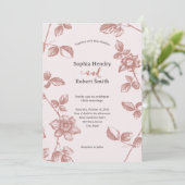 Rustikale dusty Pink Whimsical Floral Wedding Einladung (Stehend Vorderseite)