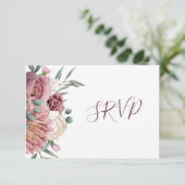 Rustikale Dusty Rose Aquarell Blume Schwarzer UAWG RSVP Karte (Stehend Vorderseite)
