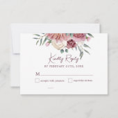 Rustikale Dusty Rose Aquarell Blume Schwarzer UAWG RSVP Karte (Rückseite)