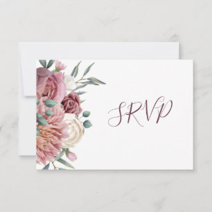 Rustikale Dusty Rose Aquarell Blume Schwarzer UAWG RSVP Karte
