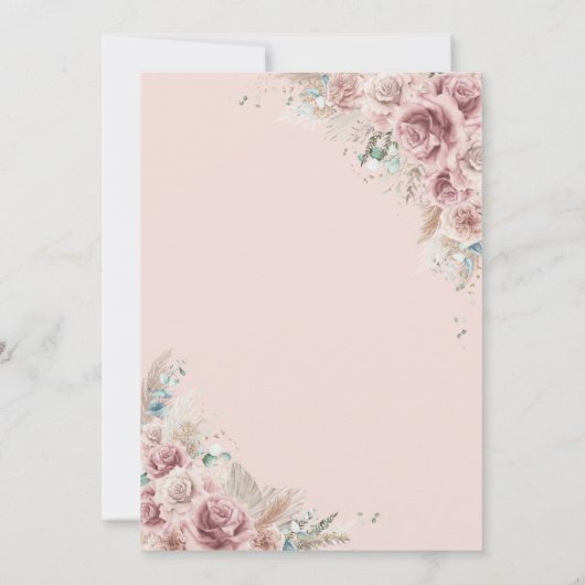 Rustikale Dusty Rose Blumenpampas Grass Wedding Ar Einladung (Rückseite)