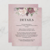 Rustikale Dusty Rose Blumenstrauß Detail-Karte Begleitkarte (Vorne/Hinten)