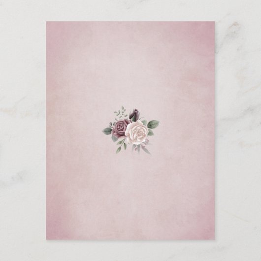 Rustikale Dusty Rose Blumenstrauß Detail-Karte Begleitkarte (Rückseite)