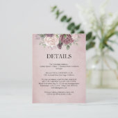 Rustikale Dusty Rose Blumenstrauß Detail-Karte Begleitkarte (Stehend Vorderseite)