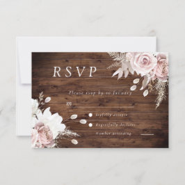 Rustikale Dusty Rose Blush Blumenhochzeit RSVP Karte