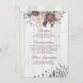 Rustikale Dusty Rose Country Wood Begleitkarte (Vorne/Hinten)