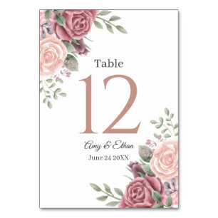 Rustikale Dusty Rose Floral Tischnummer