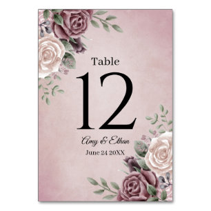 Rustikale Dusty Rose Florale Rosa Tischnummer
