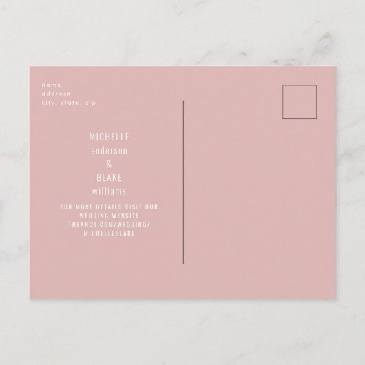 Rustikale dusty Rose Foliage Wedding Save the Date Einladungspostkarte (Rückseite)