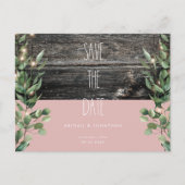 Rustikale dusty Rose Foliage Wedding Save the Date Einladungspostkarte (Vorderseite)