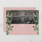 Rustikale dusty Rose Foliage Wedding Save the Date Postkarte (Vorne/Hinten)