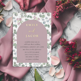 Rustikale Dusty Rose & Gold Eucalyptus Wedding Folieneinladung